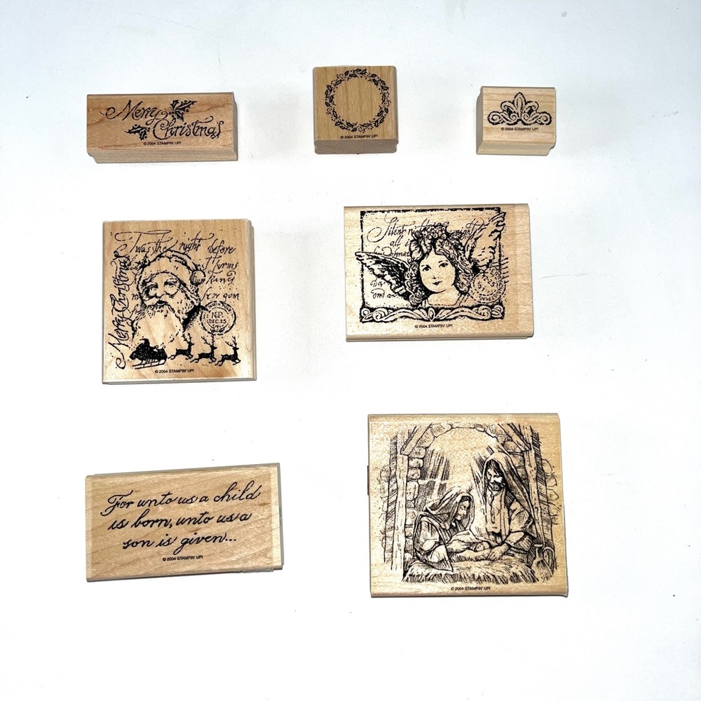 2004 Stampin’ Up! Christmas Holiday Rubber Stamp set of 7